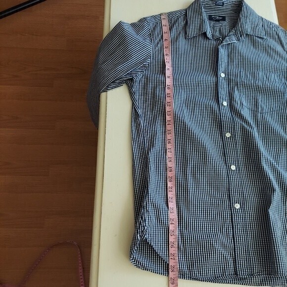 J. Crew Thompson Shirtings 80's 2 Ply Gingham Plaid Blue Button Down Sz Medium - Picture 8 of 8